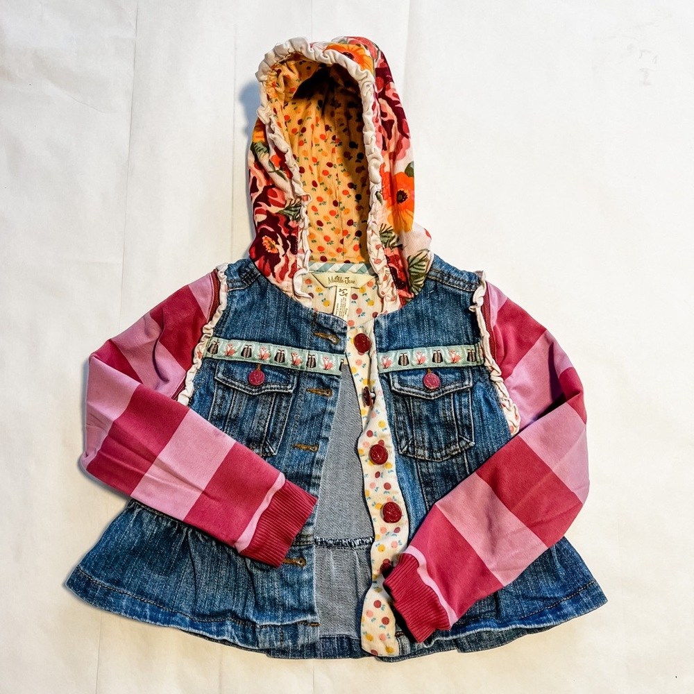 Matilda Jane Girl Labyrinth Convertible Jean Denim Jacket Once Upon a Time EUC